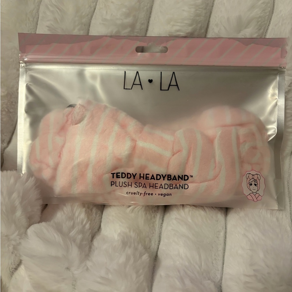 LA LA Pink Plush Spa Headband